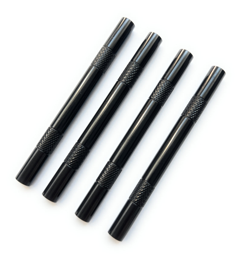 Röhrchen Set - 4 Stück - Schwarze Röhrchen aus Aluminium – Zieh - Röhrchen - stabil, leicht, elegant - Länge 80mm