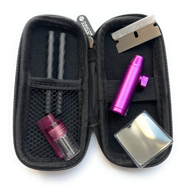 SET Carbon To-Go Purple (2 carbon tubes, dispenser, doser, blade, glass plate) in Carbon Soft Case Black
