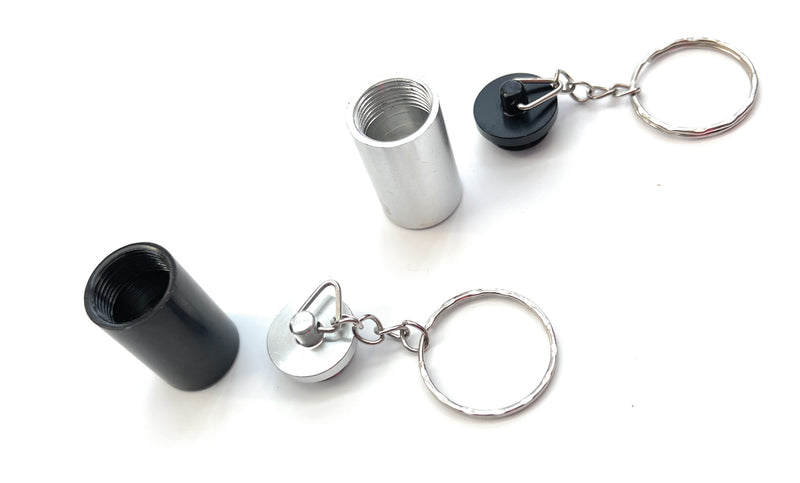 Storage box capsule aluminum pill box with screw top and key ring