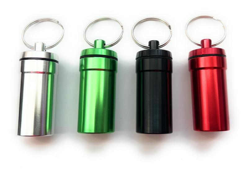 Storage box Waterproof aluminum pill box with screw top and key ring