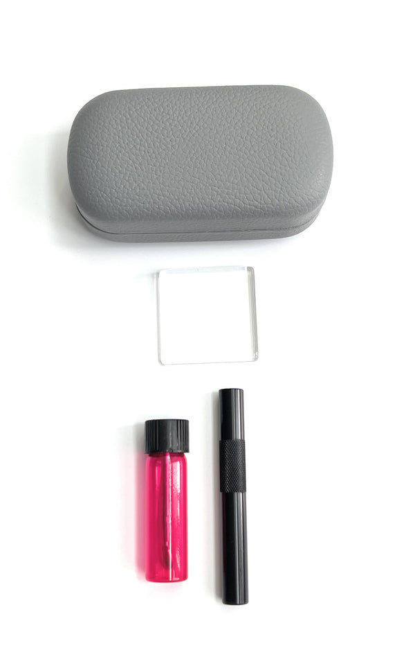 SET Grey/Pink Case (draw tube, mini glass plate, dispenser with telescopic spoon) in hard case