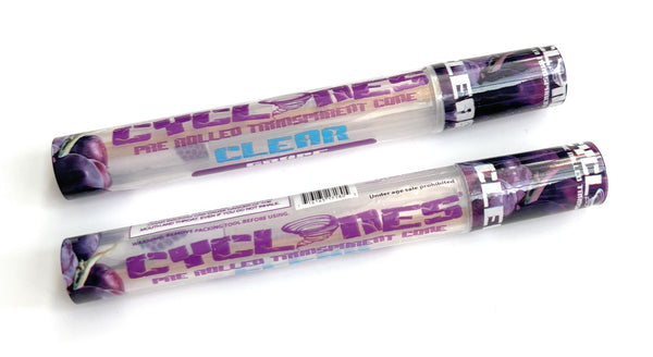 2x Cyclones Clear Pre-Rolled Papers/Cones with integrated grape/grape flavored tip