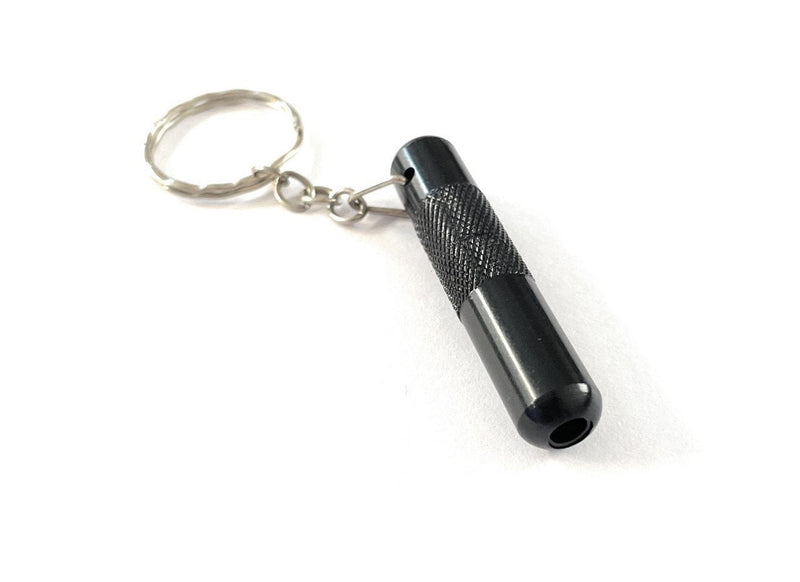 Tube TO GO en aluminium avec porte-clés - tube à tirer - tabac à priser - distributeur snorter - longueur 50 mm (noir)