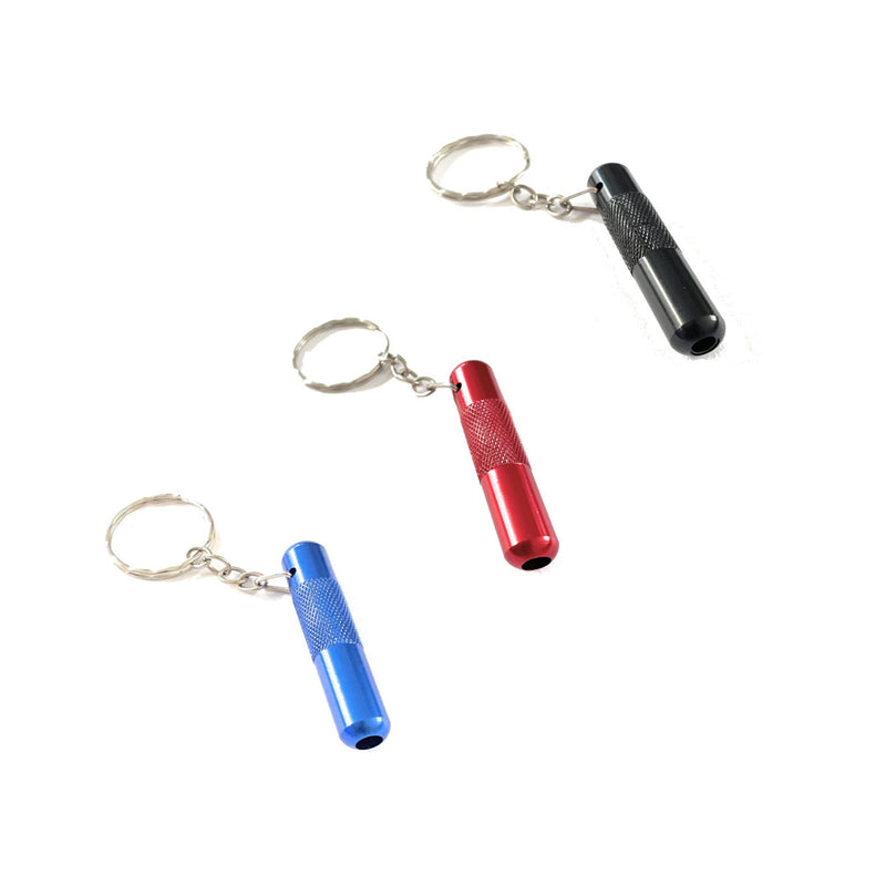 Röhrchen TO GO aus Aluminum mit Schlüsselanhänger–Zieh - Röhrchen - Snuff - Snorter Dispenser – Länge 50mm  (Blau)