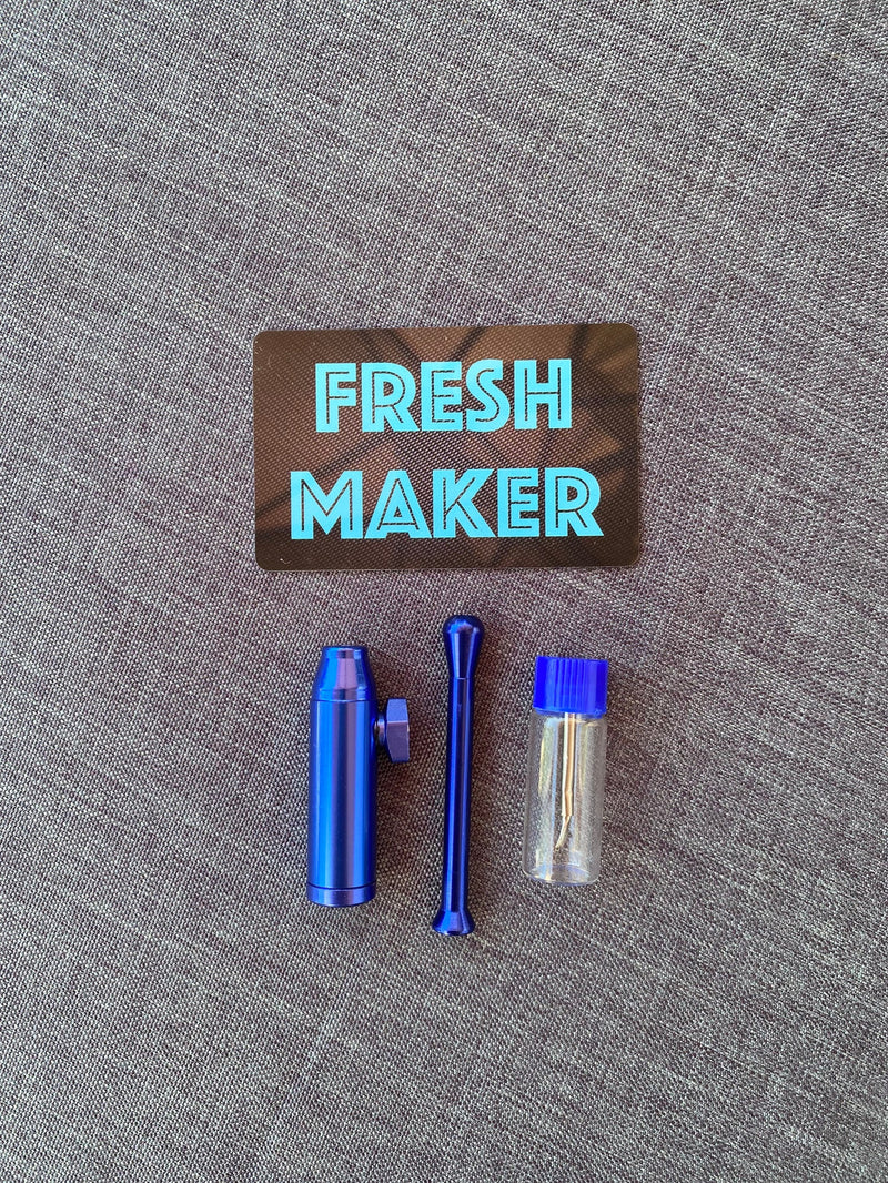 Ensemble de tubes Fresh Maker, doseur, distributeur avec cuillère et carte de tabac à priser bleu
