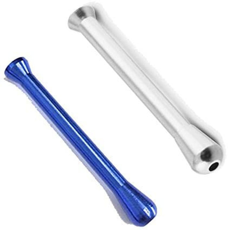 2 x Colored Metal Straw Straw Drawing Tube Snuff Bat Snorter Nasal Tube Bullet Sniffer Snuffer (Blue and Silver)