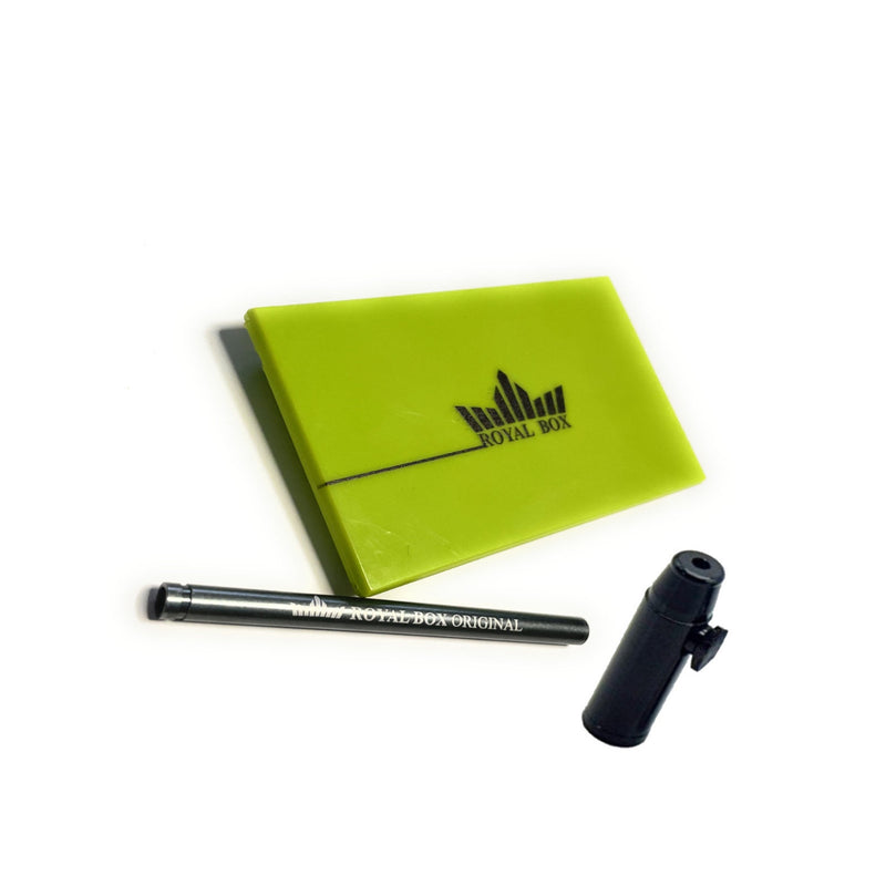 Royal Box inkl. integriertem Röhrchen plus kostenlosem Dosierer für Schnupftabak Sniff Snuff Spender für unterwegs in Grün