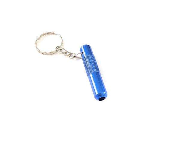 Tube TO GO en aluminium avec porte-clés - tirette - tube - tabac à priser - distributeur snorter - longueur 50 mm (bleu)