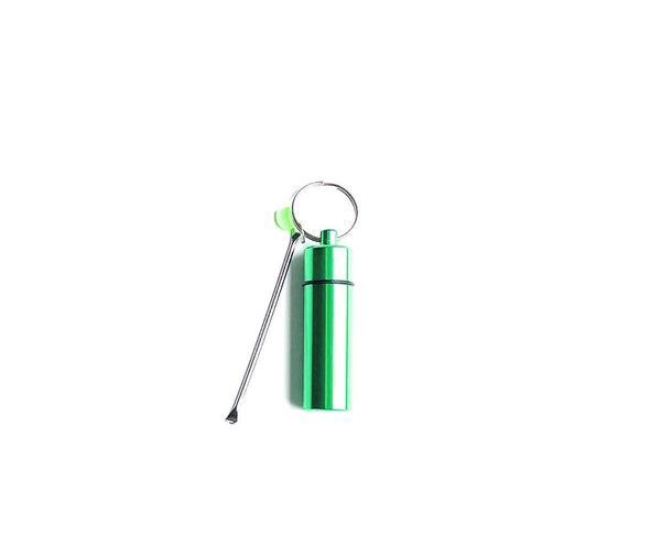 Boîte de rangement avec cuillère, boîte à pilules en aluminium, distributeur de bouteilles, bouteille en acier tendance, porte-clés amovible en vert