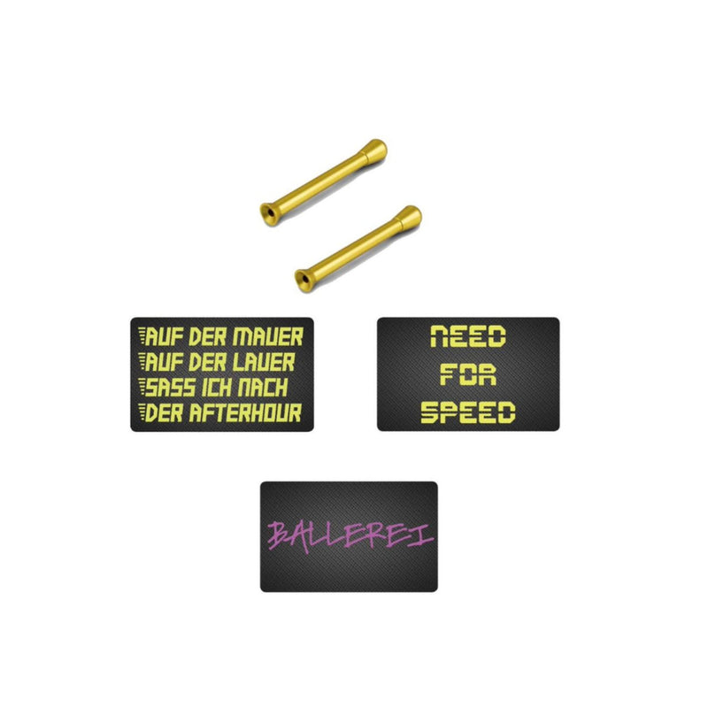2 x golden drawing tubes & EC credit cards carbon look “Need for Speed” / “On the wall in wait” / “BALLEREI”