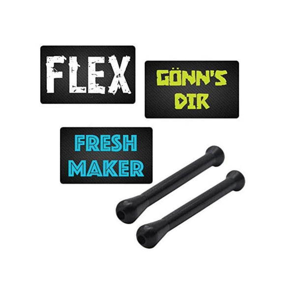 Pull tube set 2 pieces (black) & 3 cards "Flex" "Fresh Maker" "Treat yourself" - made of aluminum - pull tube - snuff - snorter dispenser