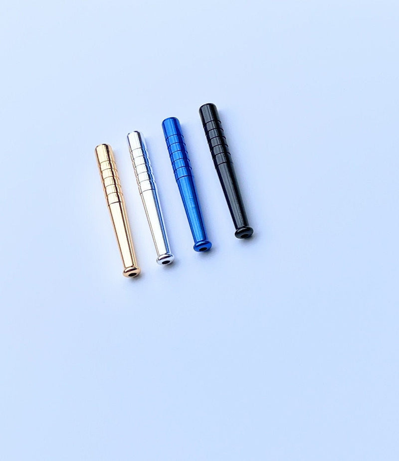4 x Colored Metal Straw Straw Drawing Tube Snuff Bat Snorter Nasal Tube Bullet Sniffer Snuffer (Gold/Silver/Blue/Black)