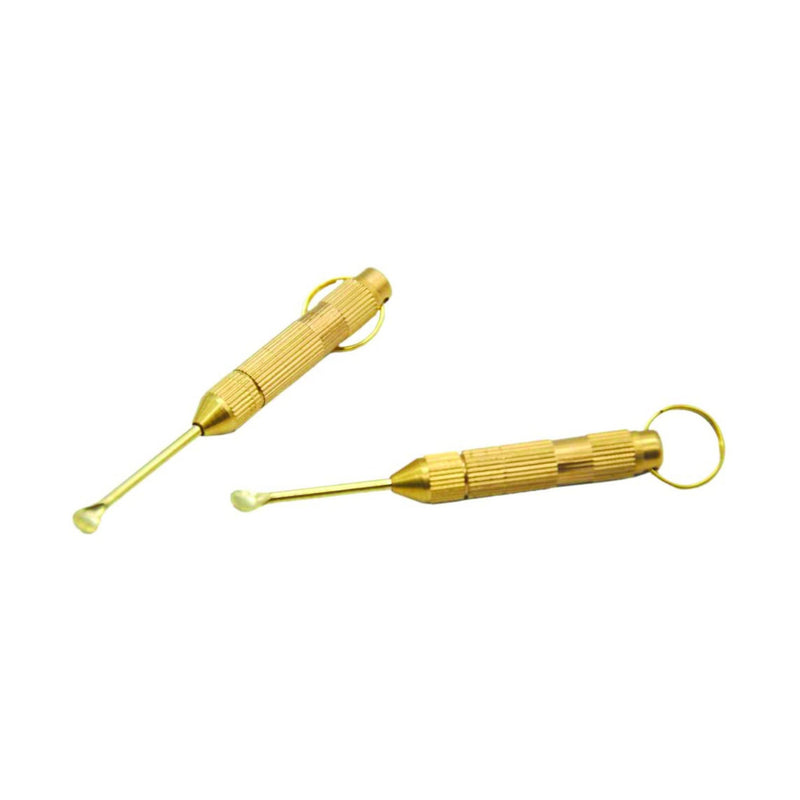 2x multifunktionaler Goldener Metal Löffel (ca.60mm) Gold Charm Sniffer Snorter Snuff Snorter Smoking Zubehör in Gold zusammenklappbar