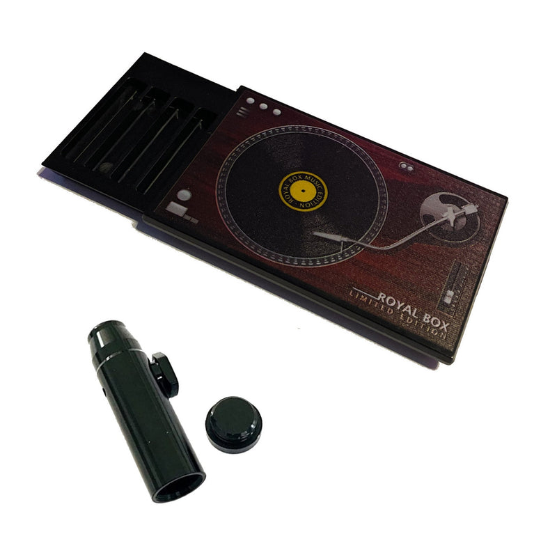 Royal Box avec tube intégré et distributeur gratuit pour tabac à priser Sniff Distributeur de tabac à priser pour tourne-disque en déplacement noir