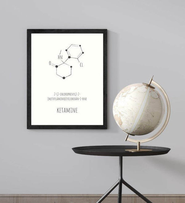 Poster "Poster "Ketamine" A3 including frame in black molecule cocaine molecule fun picture poster wall decoration coke