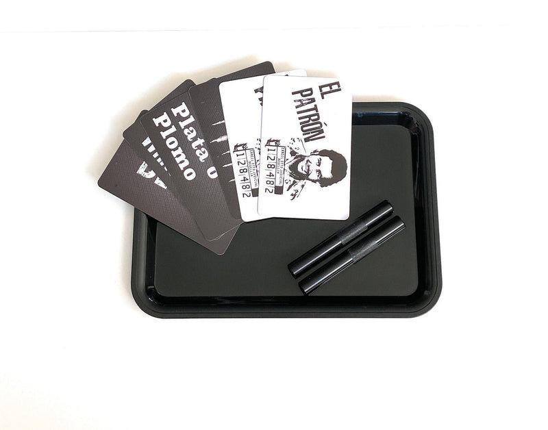 SET Pablo Escobar 1x plastic board incl. 2 draw tubes & 6 draw and chop cards Straw drawing pad Sniff Snuff Narcos Plata Plomo