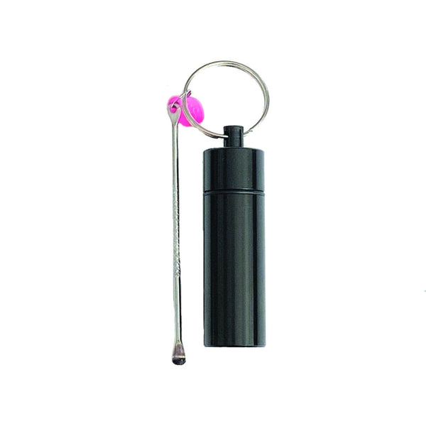 Storage box with spoon, aluminum pill box bottle dispenser dispenser fashion steel bottle removable key ring in black