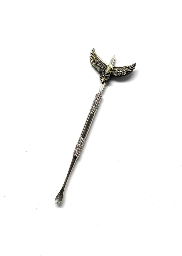 Mini Spoon with Eagle Charm (approx. 120mm) Sniffer Snorter Snuff Powder Spoon Smoking Accessories in Silver/Gold Eagle