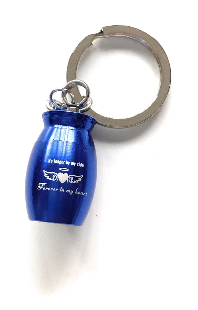 1x mini capsule pendant charm key ring for screwing to carry small objects/powder etc. to-go in blue