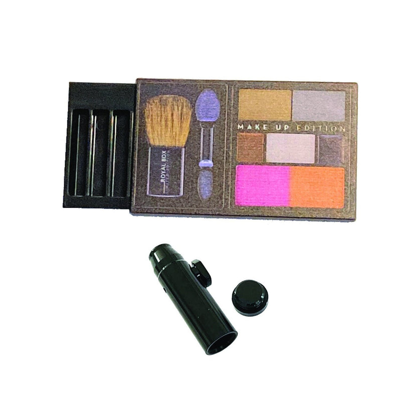Royal Box inkl. integriertem Röhrchen plus kostenlosem Dosierer für Schnupftabak Sniff Snuff Spender für unterwegs mit Make-Up Box Motiv