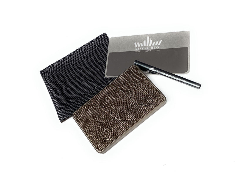 Royal Box Premium made of real lizard leather in brown metallic incl. 2 tubes, card and leather case, stylish, elegant, super exclusive made of leather