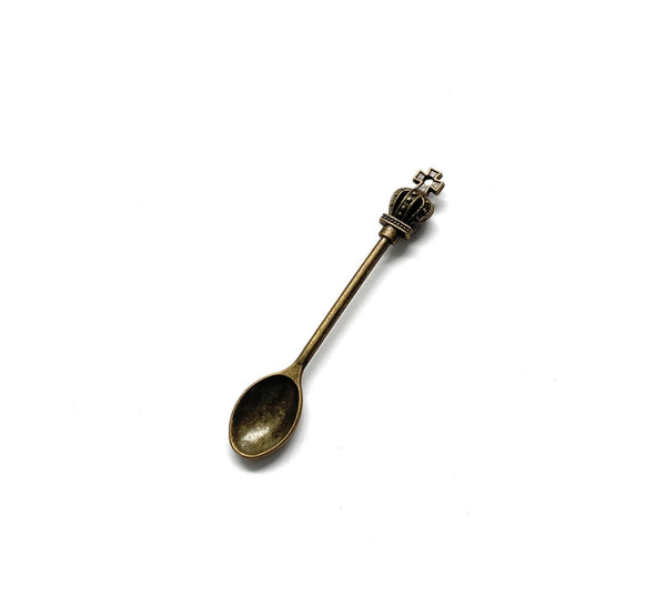 Mini Spoon with Crown with Extra Large Spoon (approx. 55mm) Charm Sniffer Snorter Snuff Powder Spoon Smoking Snuff Spoon Brass