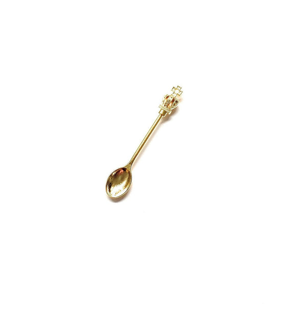 Mini spoon with crown with extra large spoon (approx. 55mm) Charm Sniffer Snorter Snuff Powder Spoon Smoking Snuff Spoon Gold