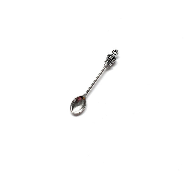 Mini Löffel mit Krone mit extra großem Löffel Charm Sniffer Snorter Snuff Powder Löffel Smoking Schnupftabak Spoon (ca.55mm) Silber