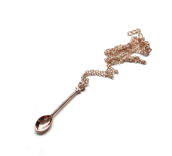 Mini pendentif cuillère avec collier en or rose, longueur environ 40 cm Chaîne Sniffer Snorter Snuff Snorter Powder Spoon Chain Rosé