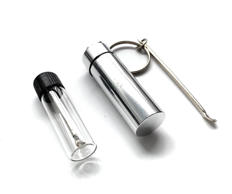 Flacon Baller avec cuillère télescopique + boîte de rangement avec pendentif et cuillère | Ensemble de tabac à priser | Distributeur de verre | Argent du donateur