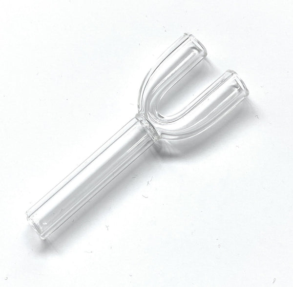 Double tube made of clear glass - for your snuff draw tube - snuff - snorter dispenser - Clear approx. 65mm