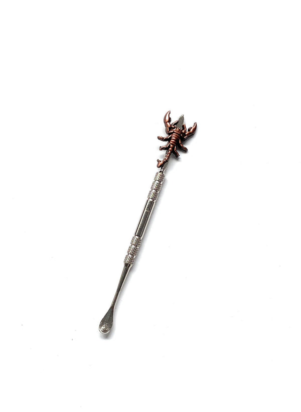 Mini cuillère avec application de scorpion (environ 120 mm) Sniffer Snorter Snuff Powder Spoon Accessoires pour fumer en argent/bronze Charme de scorpion