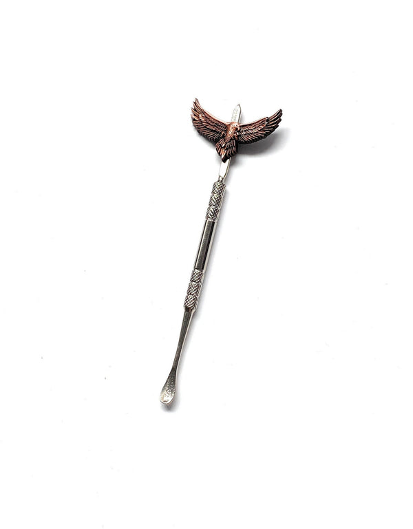 Mini cuillère avec breloque aigle (environ 120 mm), renifleur, snuff, cuillère à poudre, accessoires pour fumer en argent/bronze aigle