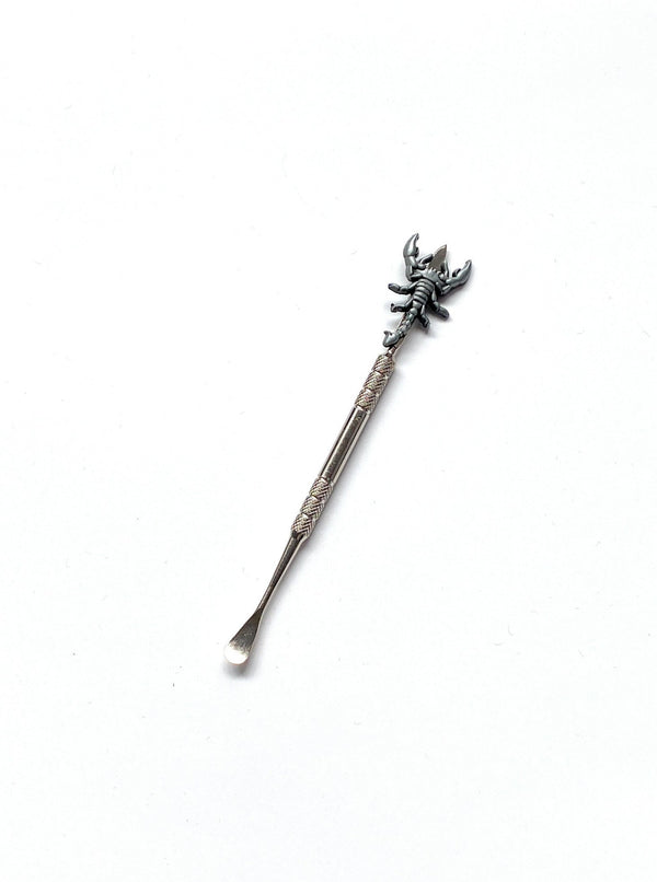 Mini Löffel mit Skorpion Applikation (ca. 120mm) Sniffer Snorter Snuff Powder Löffel Smoking Zubehör in Silber Scorpion Charm