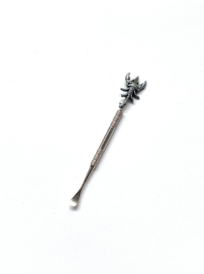 Mini Löffel mit Skorpion Applikation (ca. 120mm) Sniffer Snorter Snuff Powder Löffel Smoking Zubehör in Silber Scorpion Charm