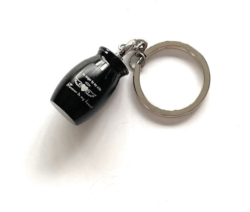 1x mini capsule pendant charm key ring for screwing to carry small objects/powder etc. to-go in black