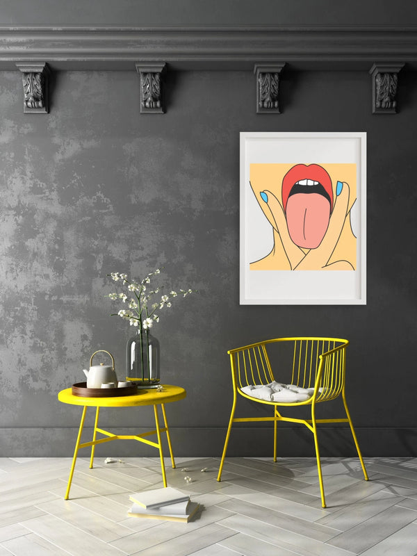 Affiche A3 "Lick it" Pop Art avec cadre en noir ou blanc