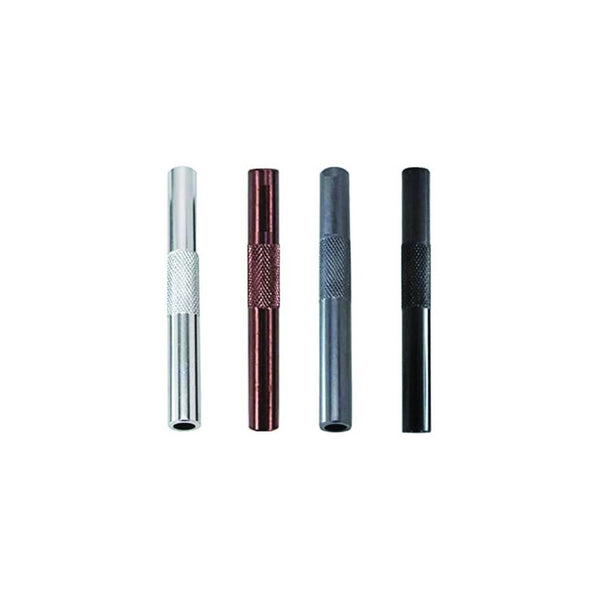 Tube set including pull and hack card - 2 pieces - made of aluminum - pull tube - snuff - snorter dispenser - length 70mm chrome