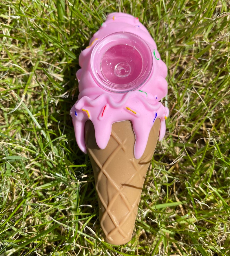 Smoking Pipe "Ice Cream" Pipes Silicone Smoking Accessories Pink Pink Ice Cream Pipe Ice Cone