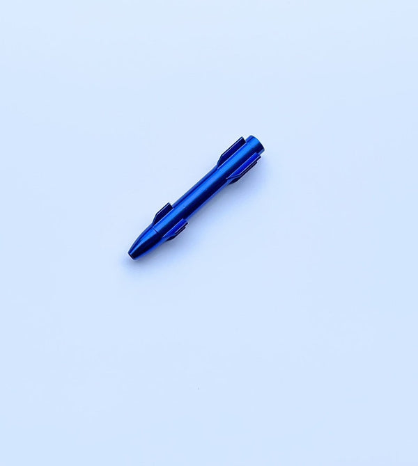 Tube en aluminium aspect fusée - pour votre tube de tirage à priser - distributeur de tabac à priser - snorter - longueur 77 mm bleu