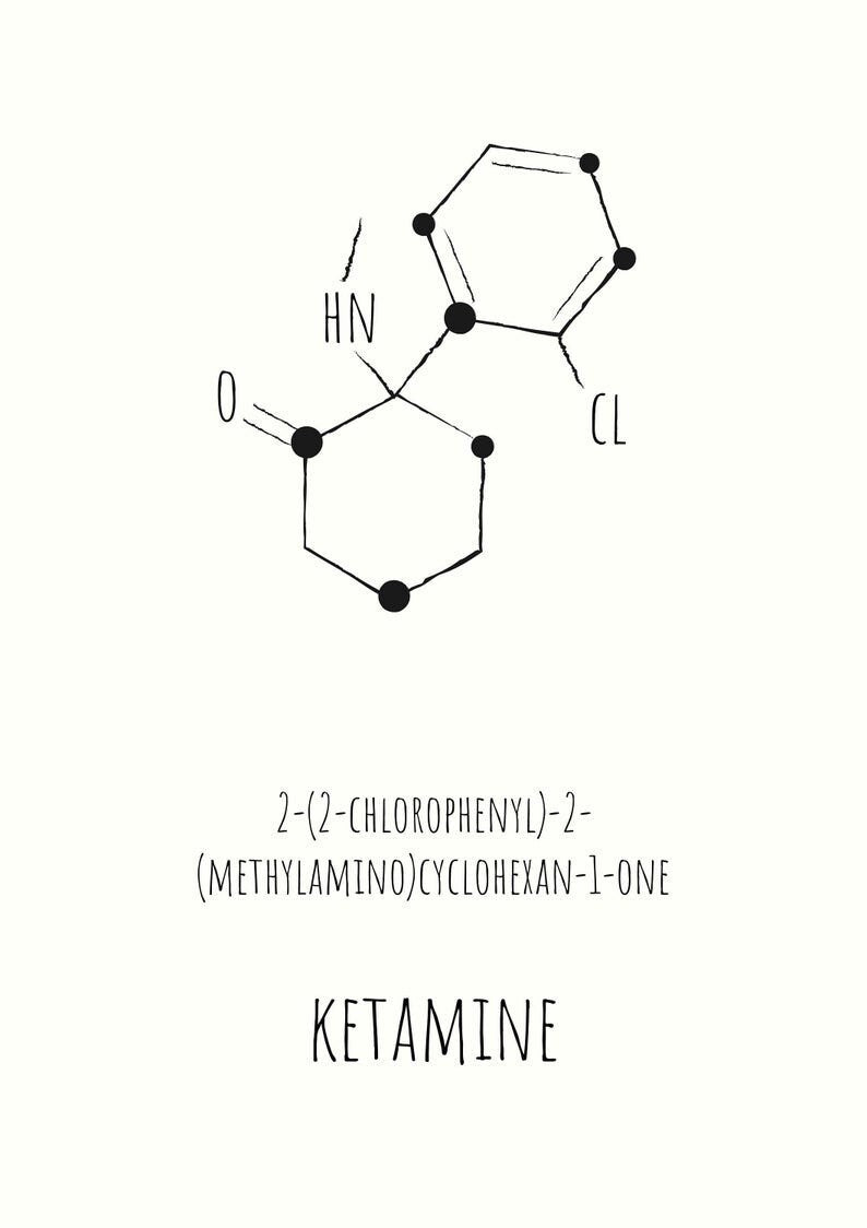 Poster "Ketamine" A3 incl. frame in black molecule cocaine molecule fun picture poster wall decoration coke