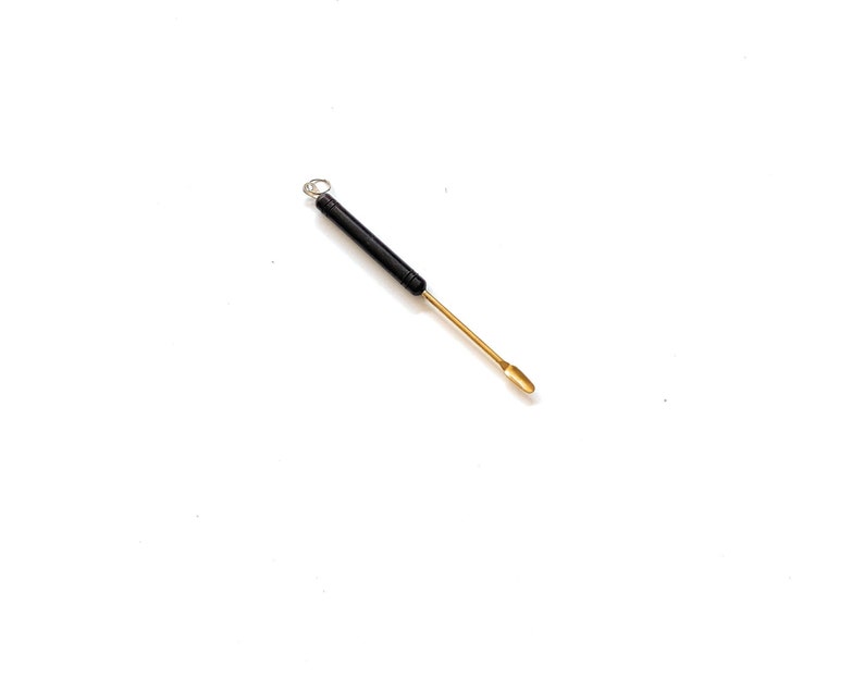 Mini Löffel (ca.95mm) Charm Sniffer Snorter Snuff Snorter Powder Löffel Smoking Zubehör in Gold Braun