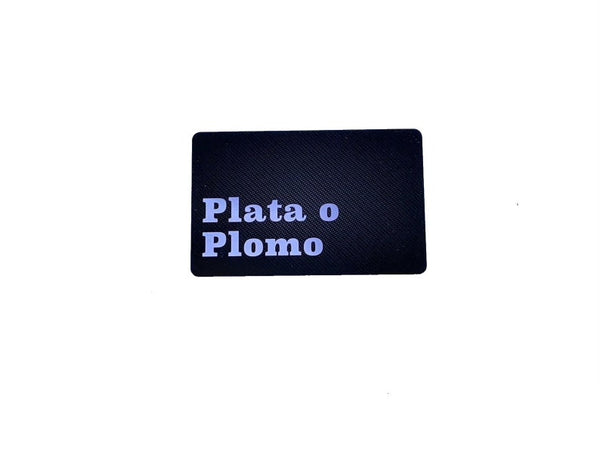 Card "Plata o Plomo" in carbon look in EC card/ID card format for snuff-snuff dispenser -hack card-pull and hack Escobar