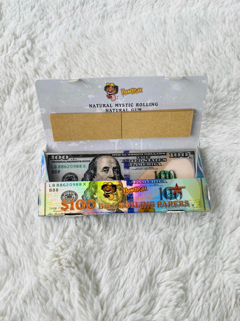 Paper "100 Dollar" inkl. Tips Smoking Weed Stoner Cash Smoking-Papers Zigarettenpapier Rolling Papers Papier Tip Geldschein Blunt 100 Bill
