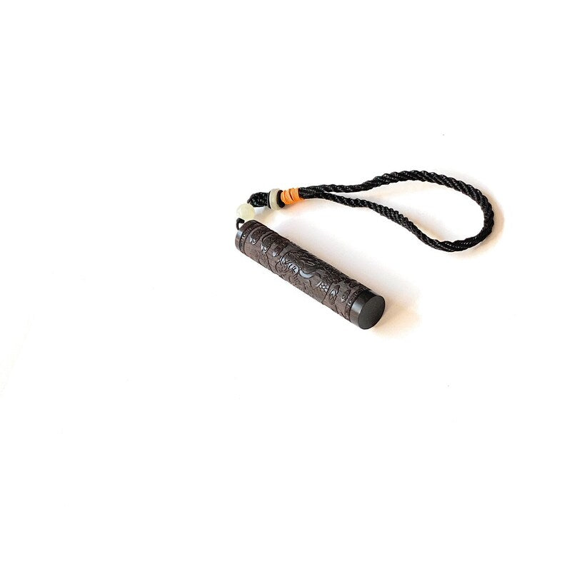 Drachen- Anhänger Aufbewahrungsbox mit Schlaufe Pillenbox Bottle Schlüsselanhänger in Braun mit Drachen-Motiv in Holzoptik (90mm)