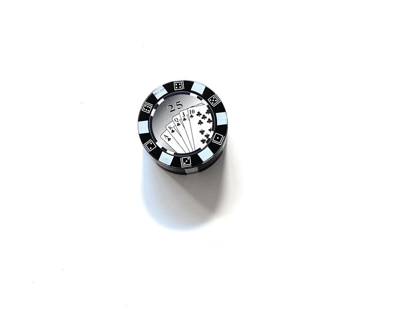 Grinder in Poker Chips Optik (45mm) 3 Schichten Aluminium mit Magnet Smoking Mühle Cookie Lustig Spaß Stoner Herb Schwarz