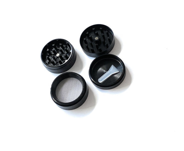 Grinder in elegant black (50mm) 3 layers aluminum with magnet smoking mill cookie stoner herb weed mill