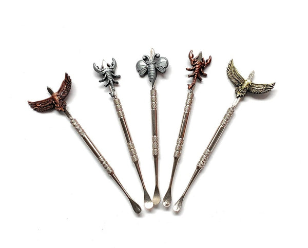 Mini Spoon with Scorpion Application (approx. 120mm) Sniffer Snorter Snuff Powder Spoon Smoking Accessories in Silver/Bronze Scorpion Charm