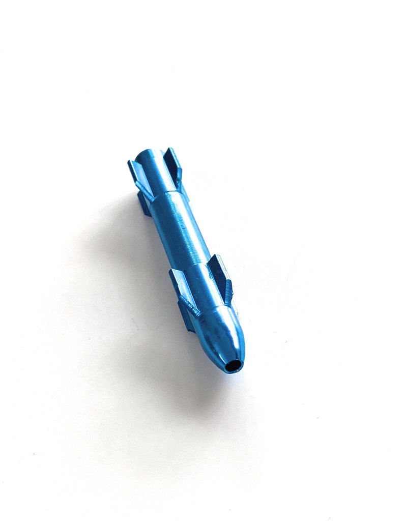 1 x Röhrchen aus Aluminum in Raketen Optik– für deinen Schnupftabak- Zieh - Röhrchen - Snuff - Snorter – Länge 77mm hellblau türkis