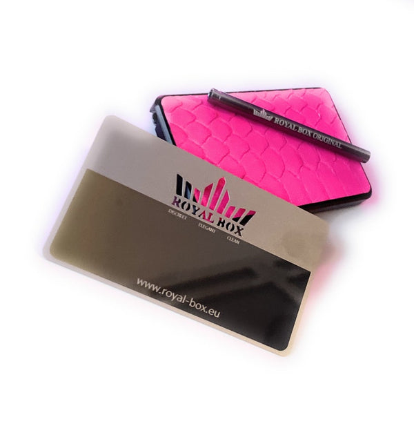 Royal Box Premium aus echtem Pythonleder in Pink inkl. 2 Röhrchen, Karte und Ledercase, stilvoll, elegant, super exklusiv aus Leder